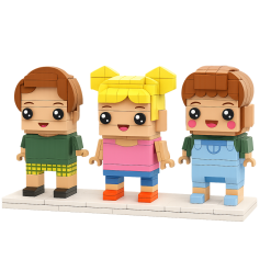 Personalizirani set treh figur iz kock, oblikovanih po vaših fotografijah – komplet za 3 osebe